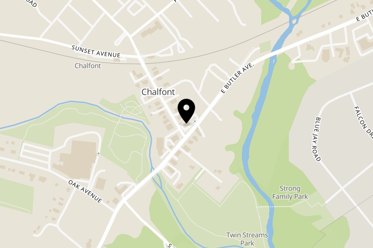 Map showing the location of Manhattan Bagel (Chalfont, Dublin, Lansdale) 5 East Butler Avenue on 5 E Butler Ave in Chalfont
